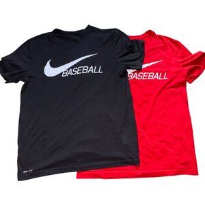 Nike Baseball The Nike Tee-Short Sleeve T-Shirt Lot-Black/Red-Medium-GUC